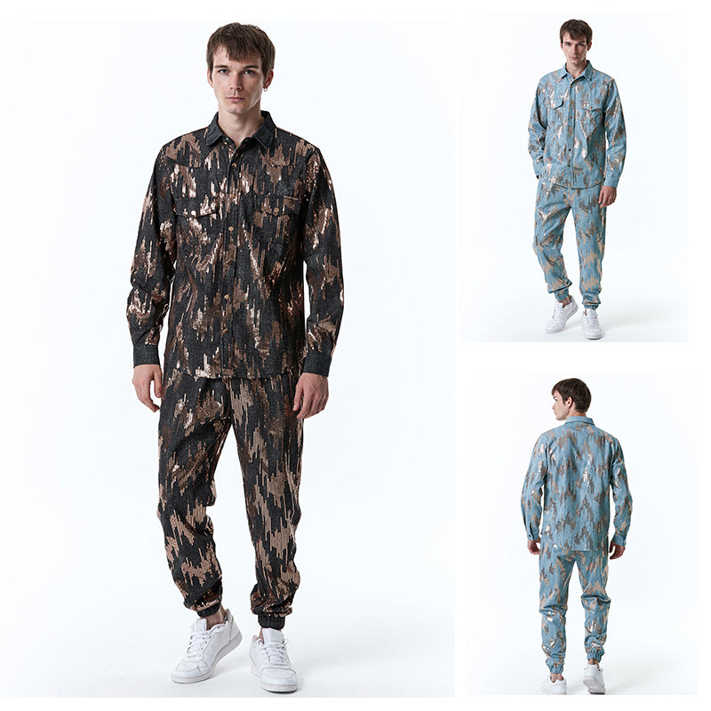 Herren Designer-Jogginganzug mit glitzerndem Muster EB