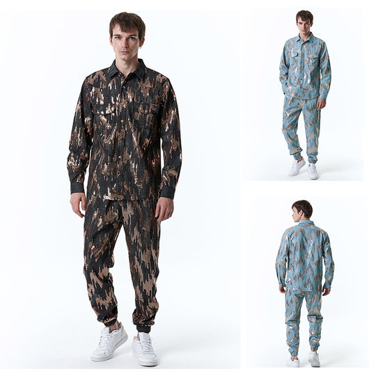 Herren Designer-Jogginganzug mit glitzerndem Muster EB