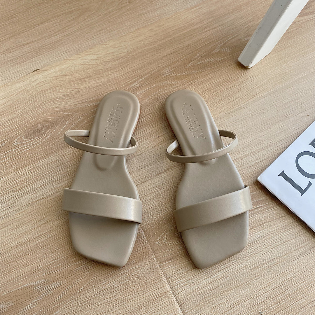 Damen Offene Fußbett-Sandalen mit zweifachem Riemchen und komfortabler Sohle EB