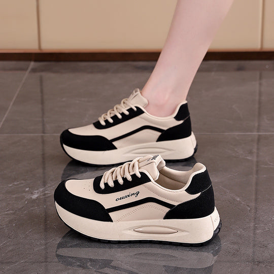 Damen Plateau Sneakers mit atmungsaktiver Mesh-Oberfläche und gepolsterter Sohle EB