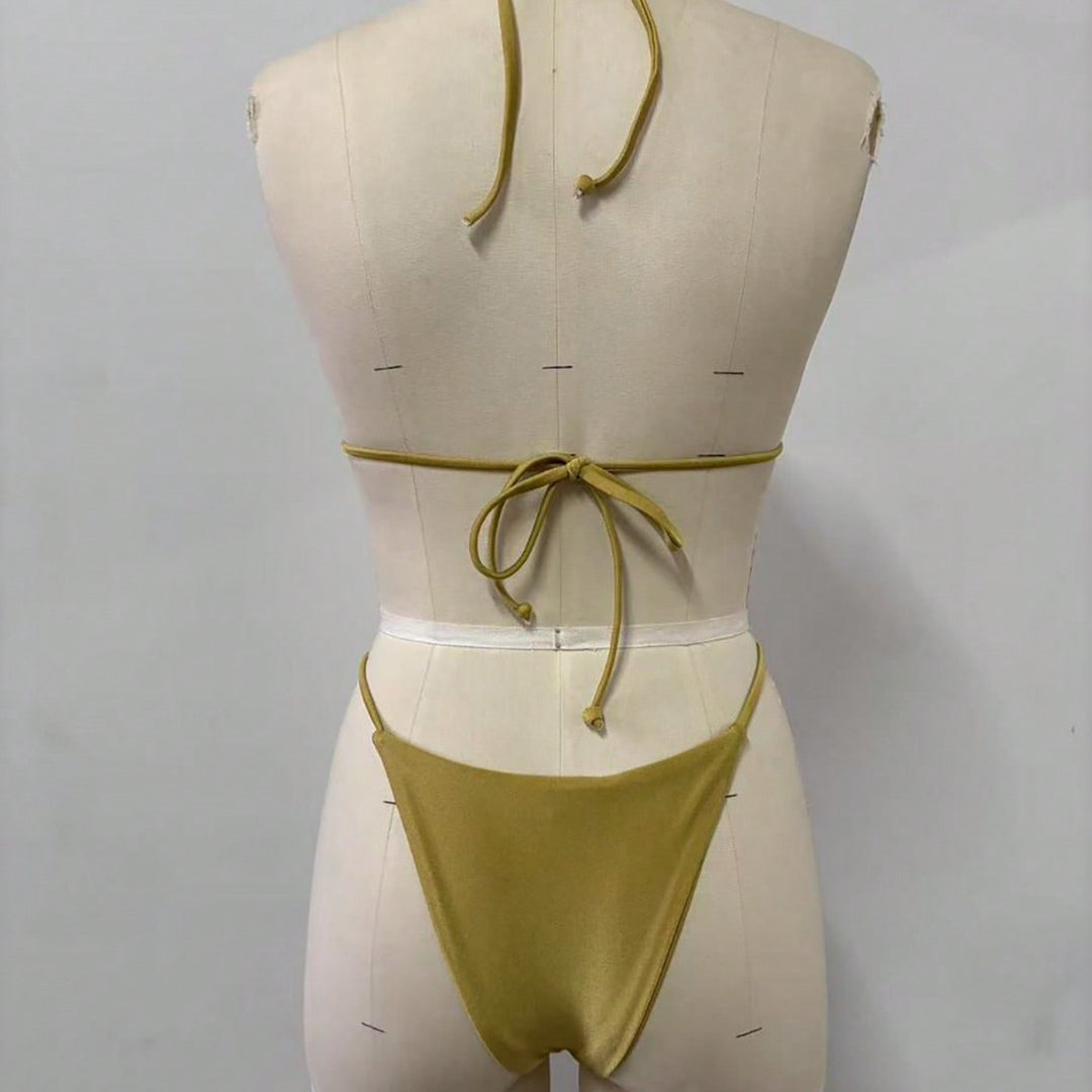 Damen Triangel-Bikini-Set mit modischen Metallringen EB