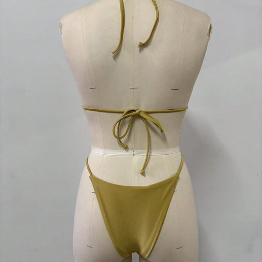 Damen Triangel-Bikini-Set mit modischen Metallringen EB