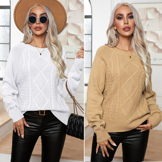 Damen Strickpullover mit strukturiertem Zopfmuster EB
