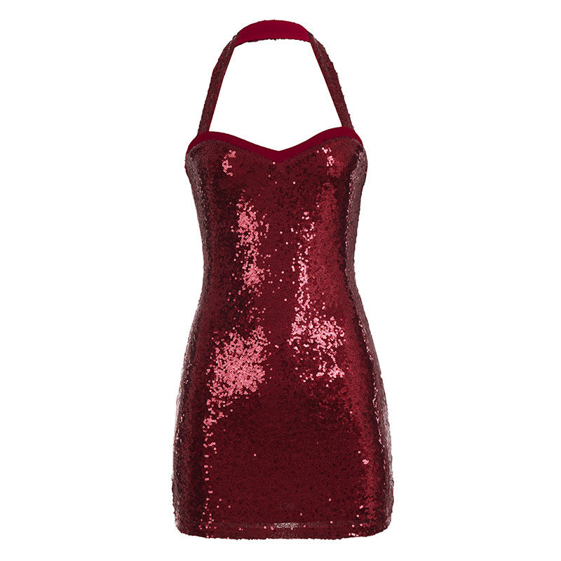 Damen Glitzerndes Abendkleid mit schmalem Schnitt und Neckholder-Träger EB