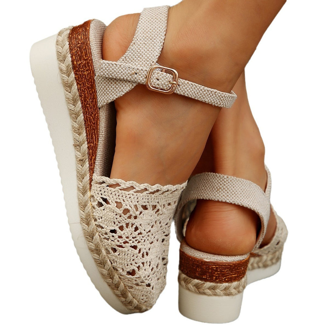 Damen Espadrilles mit Häkel-Design und verstellbarem Riemen EB
