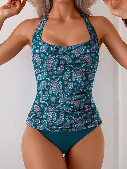 Damen Tankini Badeanzug mit femininem Schnitt und raffinierten Rüschen EB