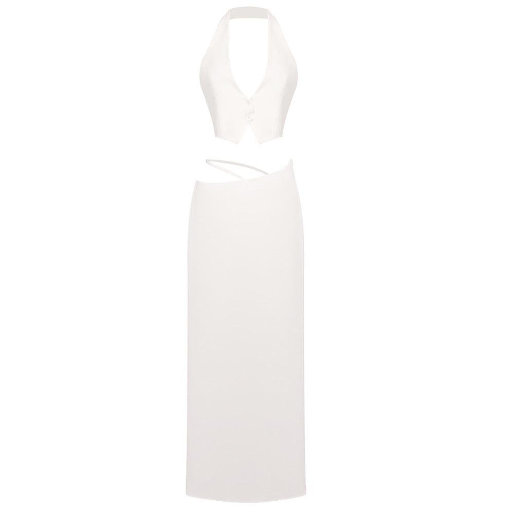 Damen Elegantes Crop-Top mit Maxirock EB