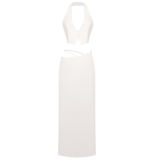 Damen Elegantes Crop-Top mit Maxirock EB