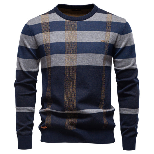 Herren Langarm Pullover mit modernem Karo-Muster und weichem Strick EB