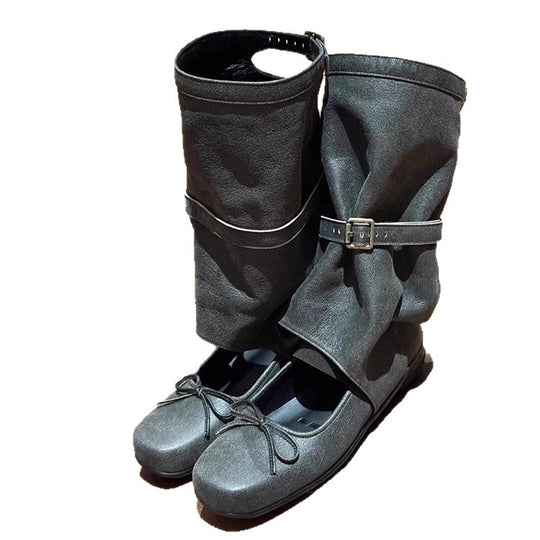 Damen modische kniehohe Stiefel mit flexiblem Schnürdesign und zeitgemäßen Akzenten EB