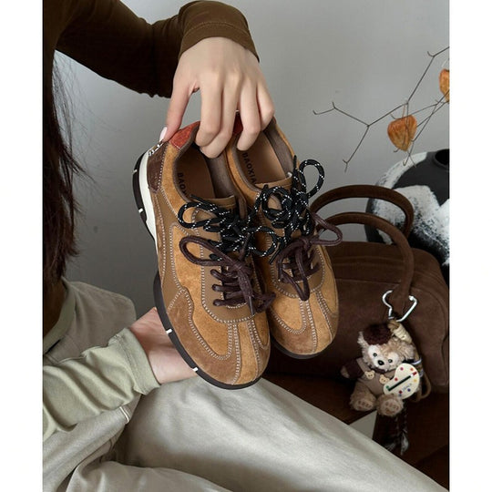 Damen modische Sneakers mit strapazierfähigem Wildleder und atmungsaktiver Sohle EB