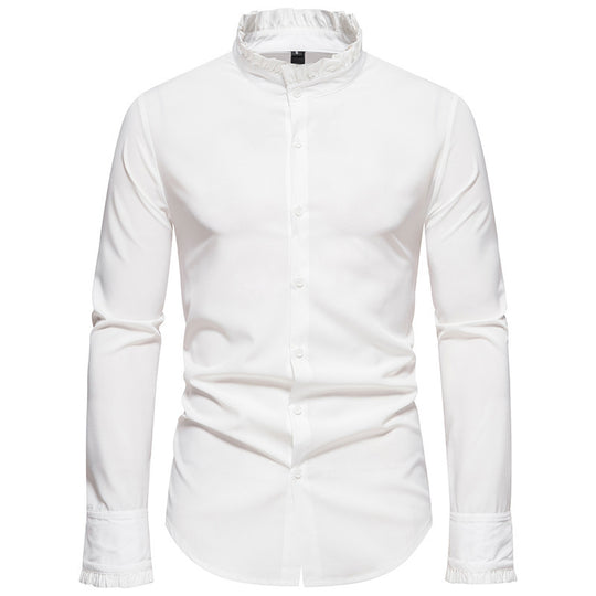 Herren Elegantes Langarmhemd mit Rüschendetails EB