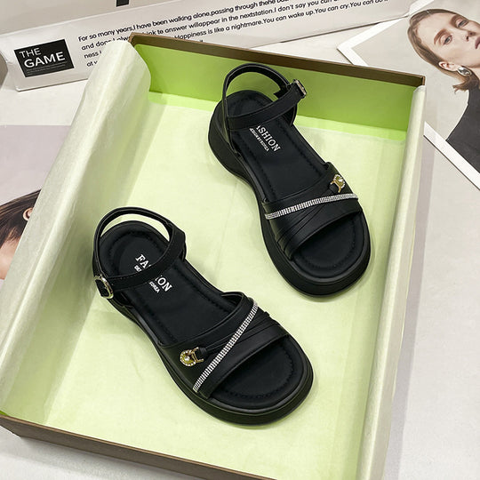 Damen elegante Sandalen mit modischem Riemchen und Glitzerdetails EB