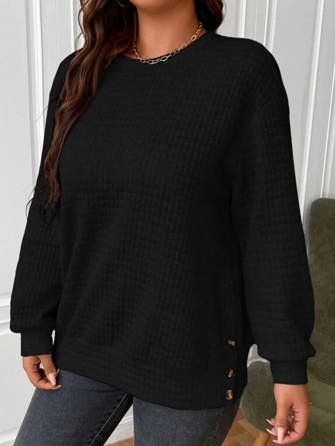 Damen lässiger Sweatshirt mit strukturiertem Design EB