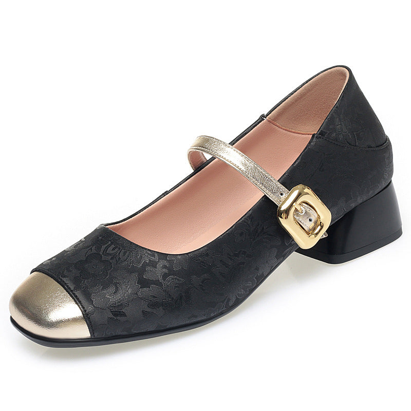 Damen Mary Jane Pumps mit verstellbarem Riemen und komfortablem Blockabsatz EB