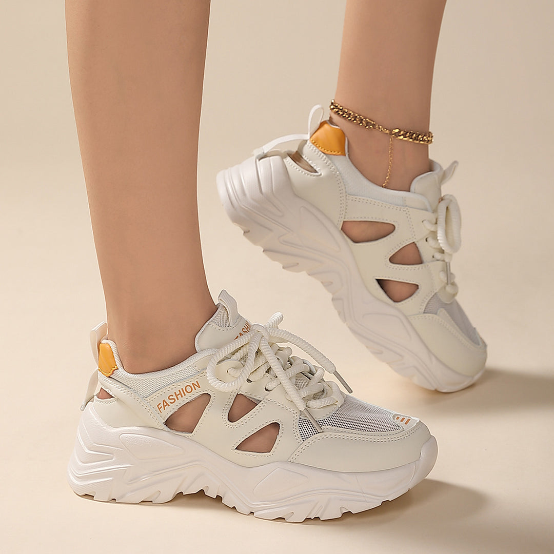 Damen Sportliche Chunky Sneaker mit atmungsaktivem Mesh-Obermaterial und rutschfester Sohle EB