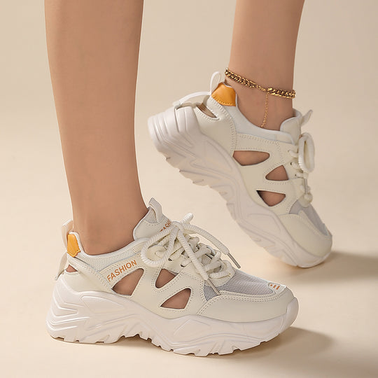 Damen Sportliche Chunky Sneaker mit atmungsaktivem Mesh-Obermaterial und rutschfester Sohle EB