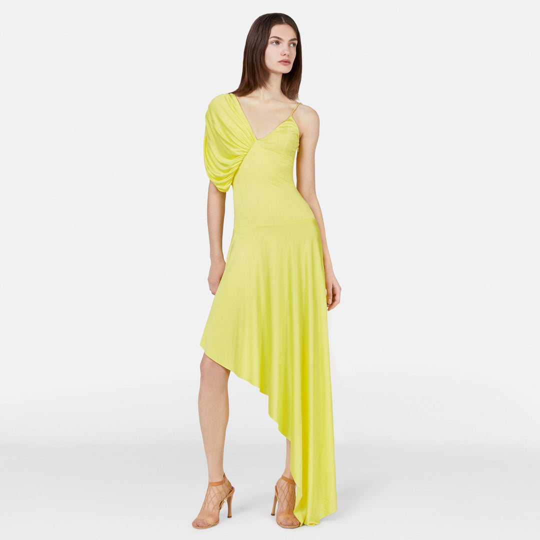 Damen asymmetrischer Einteiler Badeanzug mit voluminösen Puffärmeln EB