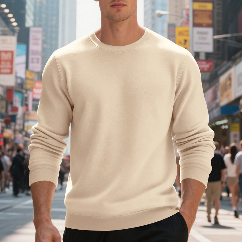 Herren lässiger Rundhals-Sweatshirt aus hochwertigem Baumwollmix mit strukturiertem Material EB