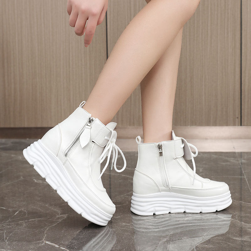 Damen Hohe Plateausneaker mit seitlichem Reißverschluss und komfortablem Innenfutter EB