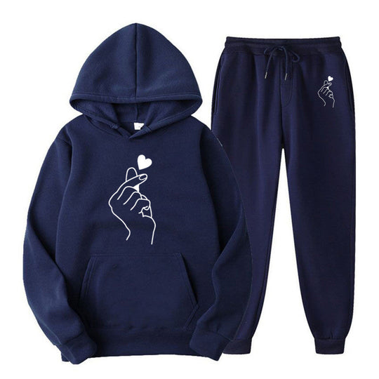 Damen Jogginganzug mit kreativem Herzmotiv und bequemer Passform EB