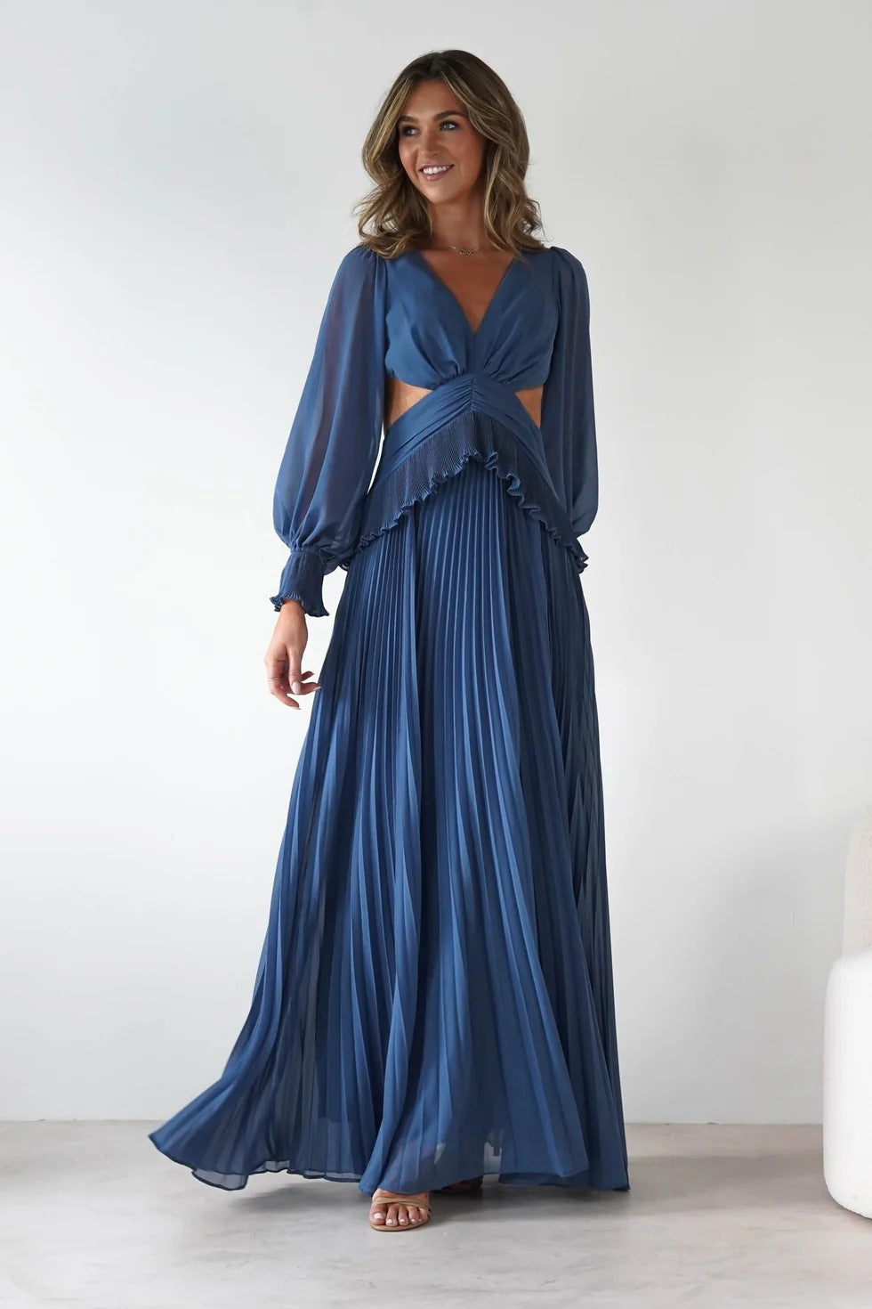 Damen Maxi-Kleid mit weitem Schnitt und Rüschendetails EB
