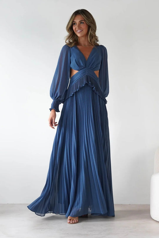 Damen Maxi-Kleid mit weitem Schnitt und Rüschendetails EB