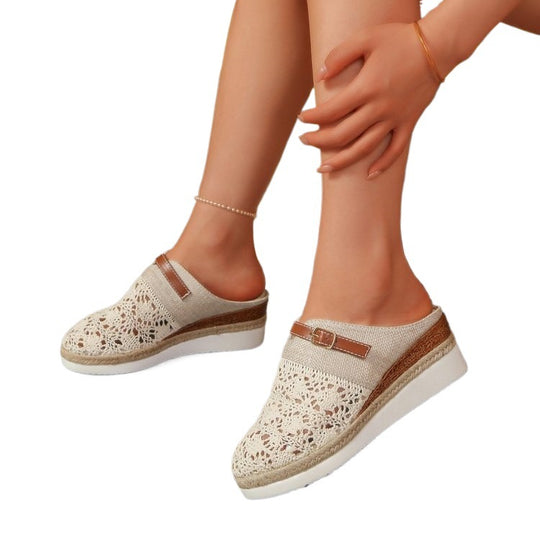 Damen Komfortable und elegante Clogs mit luftiger Häkelstruktur EB