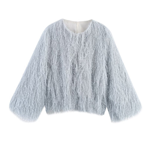 Damen modische Fuzzy-Pullover mit oversize Schnitt EB