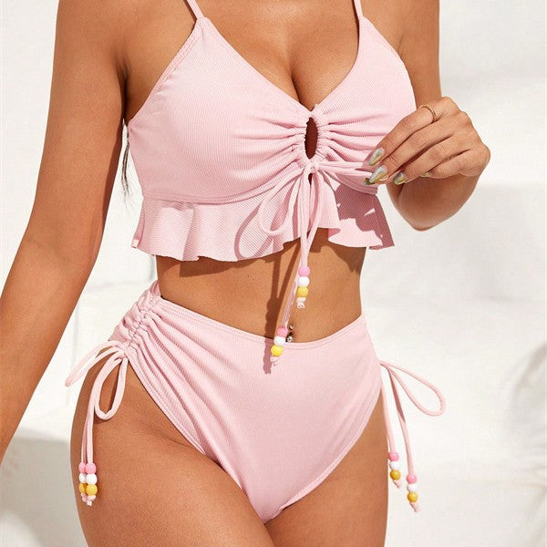 Damen Badeanzug mit Rüschendetails und verstellbaren Trägern EB