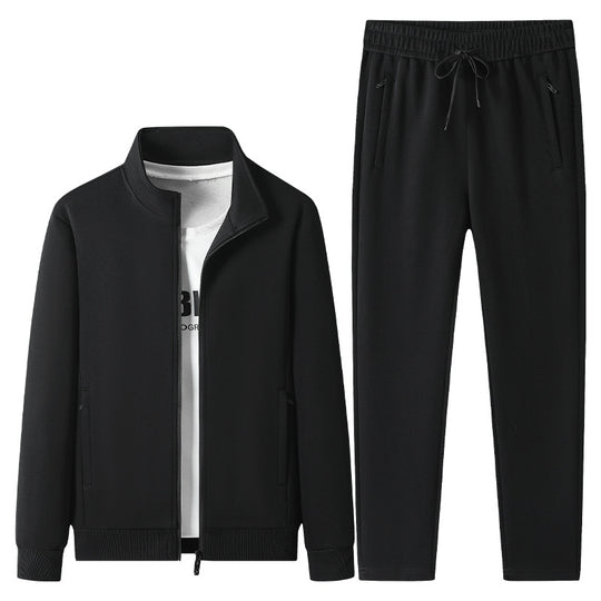 Herren Freizeit-Trainingsanzug Set mit Stehkragen Reißverschlussjacke und Jogginghose aus French Terry EB