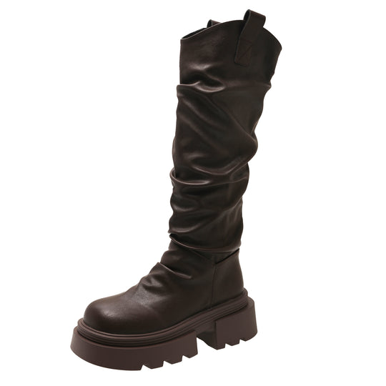 Damen Hohe Stiefel mit weichem Obermaterial und robuster Sohle EB