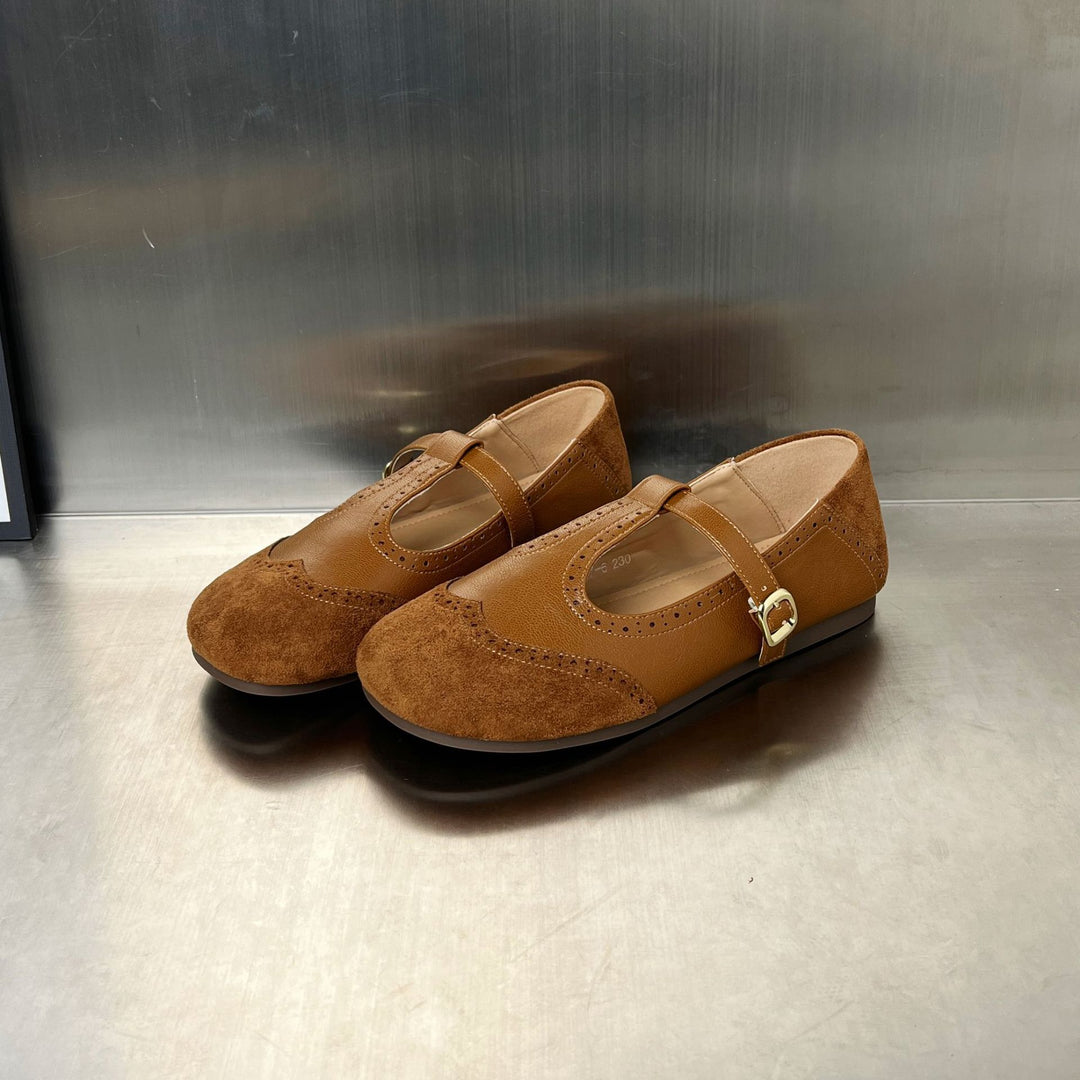 Damen elegante Slipper mit verstellbarem Riemen und feiner Perforation EB