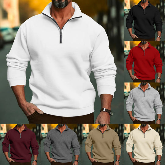 Herren Sweatshirt mit halblangem Reißverschluss und weichem Innenfutter EB