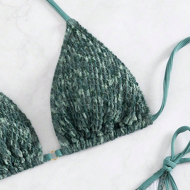 Damen Triangel-Bikini mit verstellbaren Trägern und eleganten Rüschendetails EB