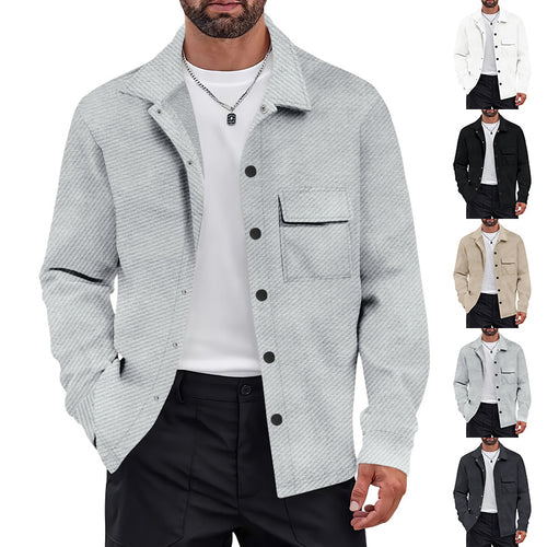 Herren lässige Freizeitjacke mit strukturiertem Design und praktischen Taschen EB