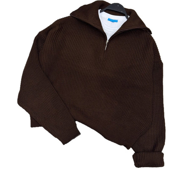 Damen Strickpullover mit hohem Kragen und Reißverschluss EB