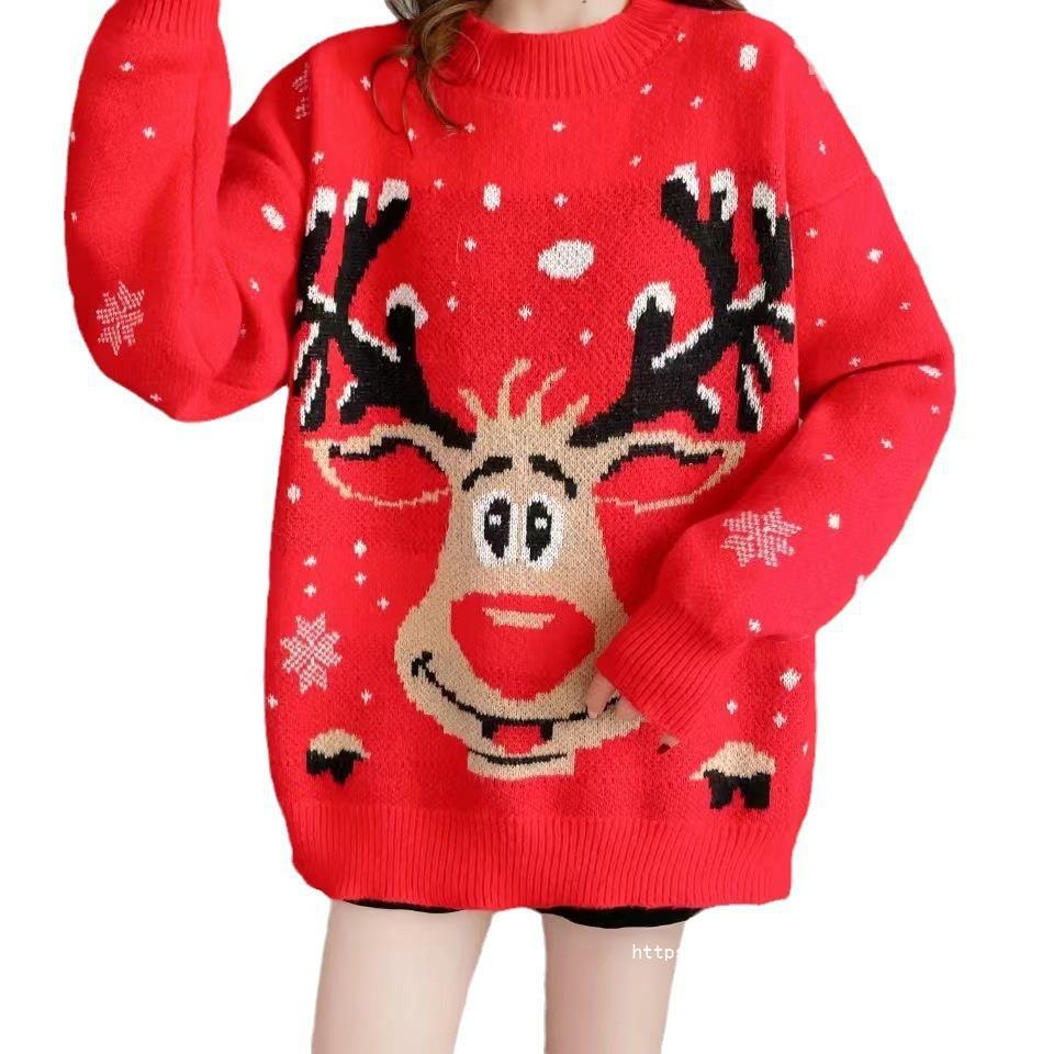 Damen Weihnachts-Pullover mit einzigartigem Rentier-Motiv EB