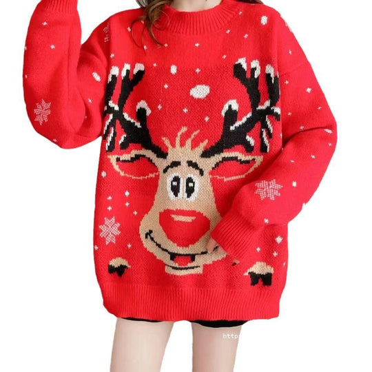 Damen Weihnachts-Pullover mit einzigartigem Rentier-Motiv EB