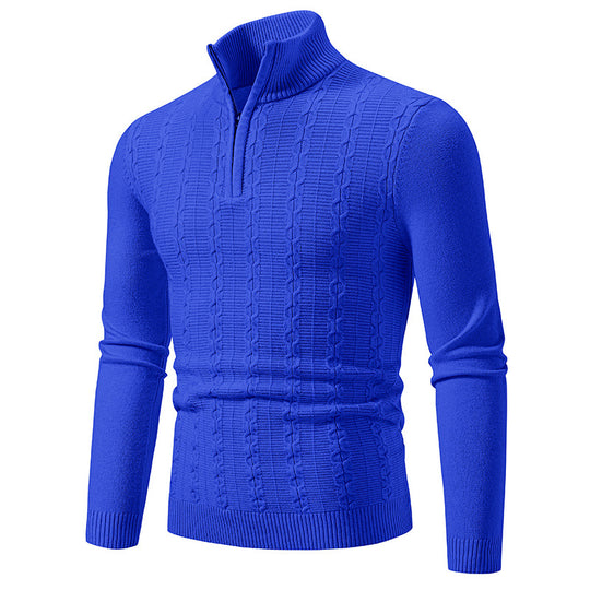 Herren Strickpullover mit modernem Stehkragen und strukturierter Fläche EB