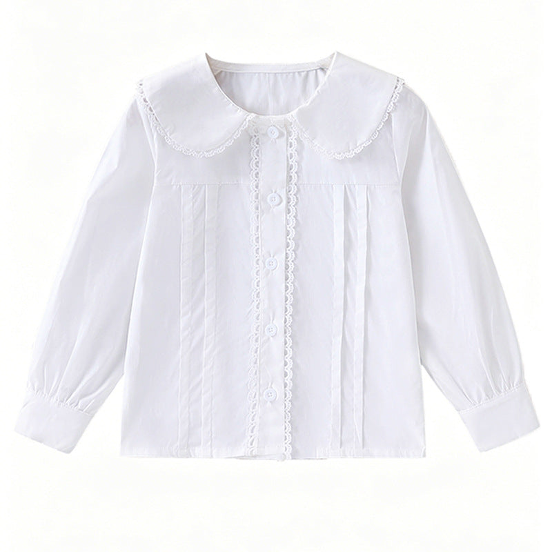 Mädchen Bluse mit Rüschendetails und klassischem Kragen EB