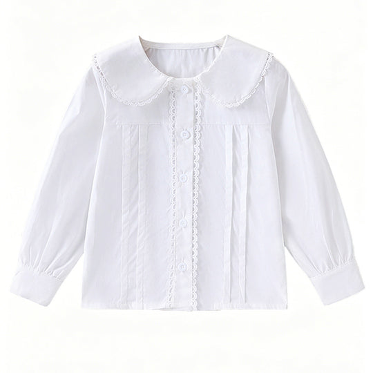 Mädchen Bluse mit Rüschendetails und klassischem Kragen EB