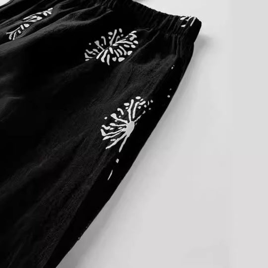 Damen Weite Culotte-Hose mit überlappendem Tulpen-Saum und elastischem Bund EB