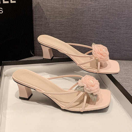 Damen elegante Sling-Badesandalen mit floralem Akzent EB