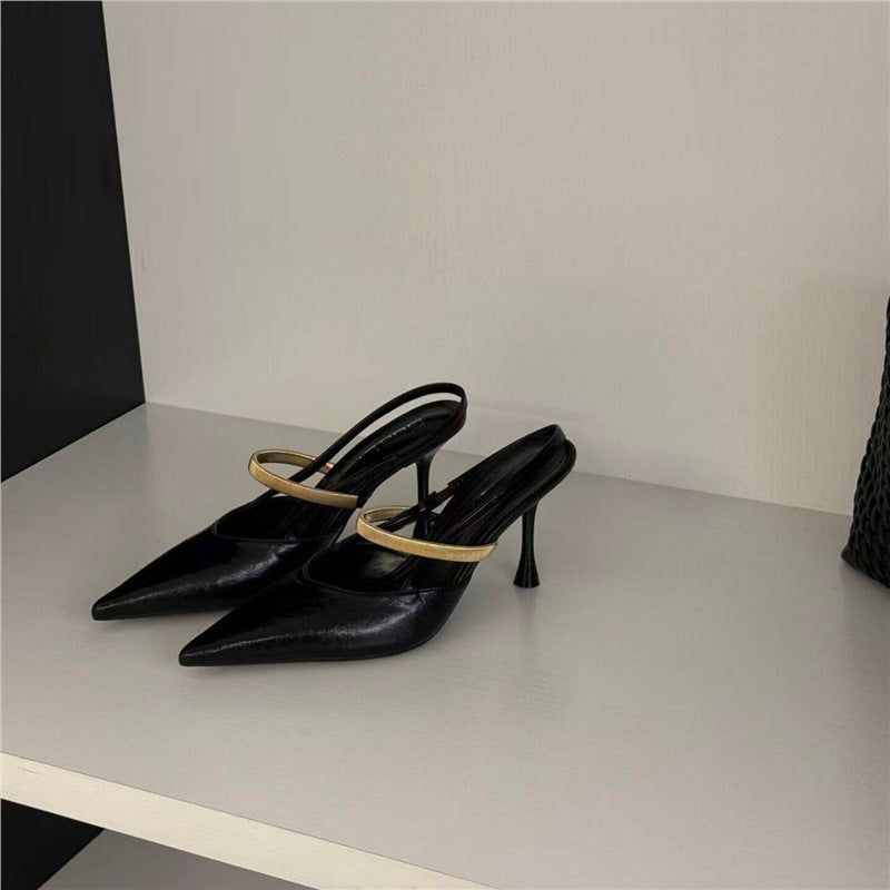 Damen elegante Slingback-Pumps mit goldenen Akzenten EB