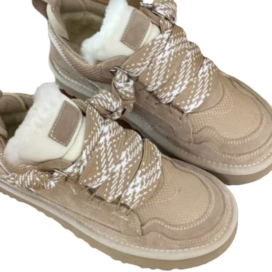 Damen Sportliche Sneaker mit warmem Futter und elastischen Schnürsenkeln EB