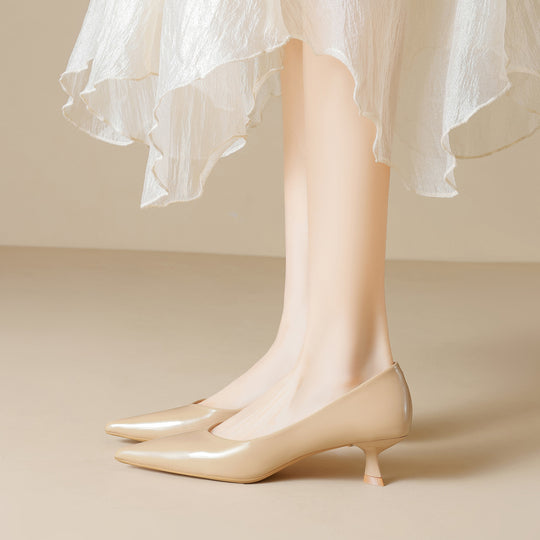 Damen elegante Pumps mit spitzem Zehenbereich und modischem Blockabsatz EB