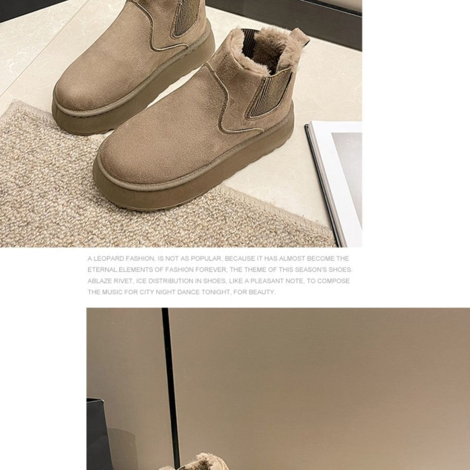 Damen Komfortable Winterboots mit Fleecefutter und elastischem Einsatz EB