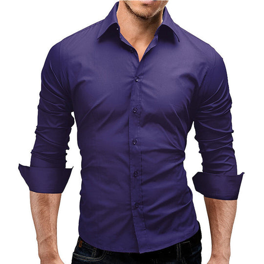 Herren nan tailliertes Businesshemd mit Cutaway-Kragen und Stretch-Baumwollmix EB