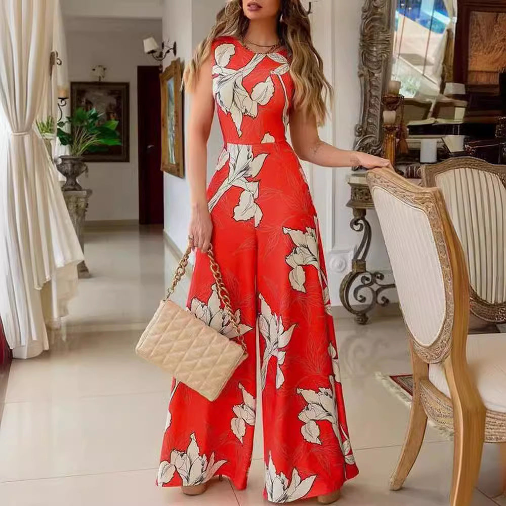 Damen Maxikleid mit floralem Muster und Taillengürtel EB
